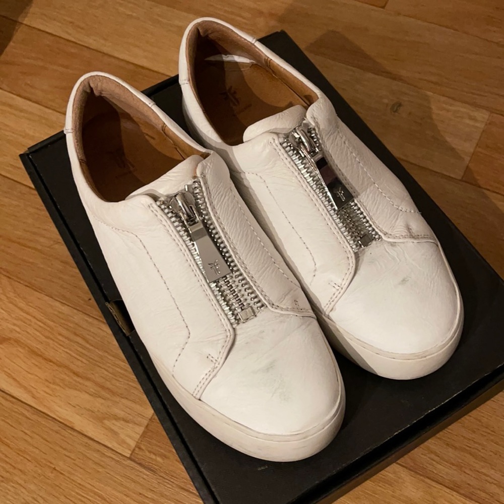 Frye Lena Zip Low Leather Sneakers